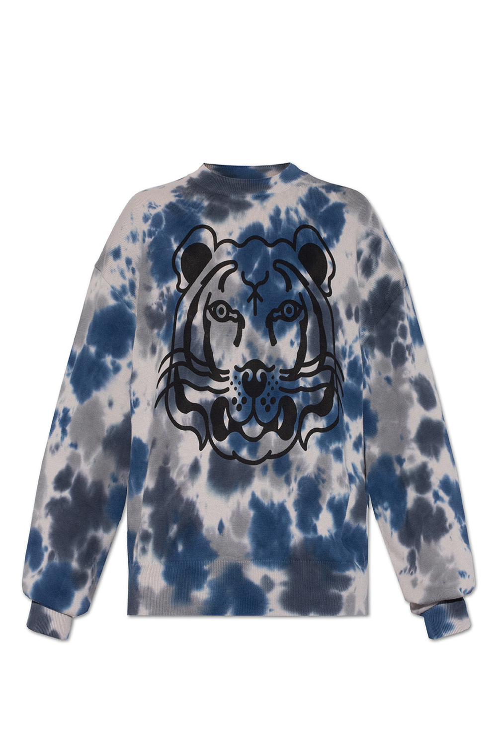 Graues Sweatshirt mit halbem ReiBverschluss und hohem Kragen von SchaferandweinerShops GB Blue Tiger head sweater Kenzo